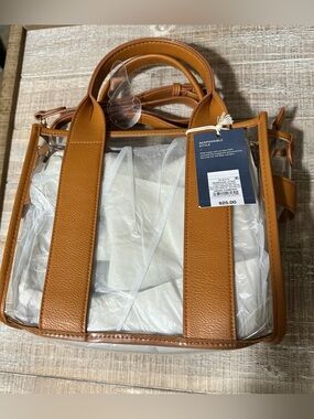 Universal Thread Clear Stadium Purse- Faux Brown Leather with long strap